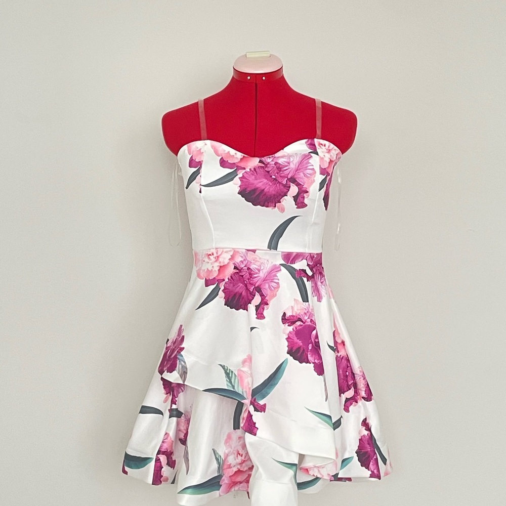 January 7 Strapless Dress - Pink and White Floral